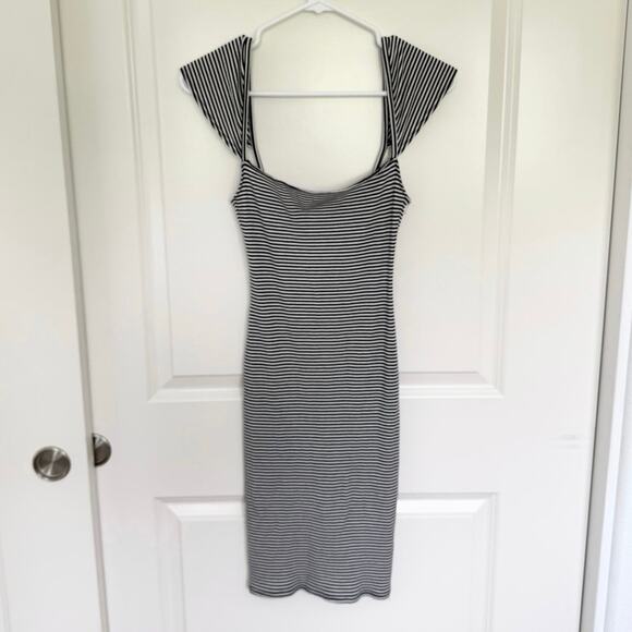 Reformation Dresses & Skirts - Reformation Nautical Striped Textured Bodycon Cap Sleeve Dress Blue White XS